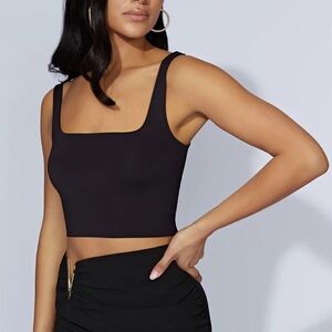 Meshki SARA Square Neck Crop Top — Black Size XS 🖤